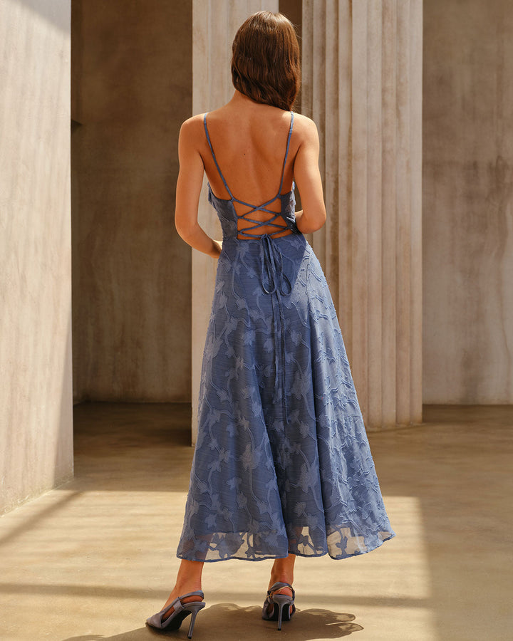 Coralie | Ruched Jacquard Maxi Dress