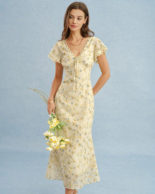 Marguerite | Lace Floral V-Neck Maxi Dress