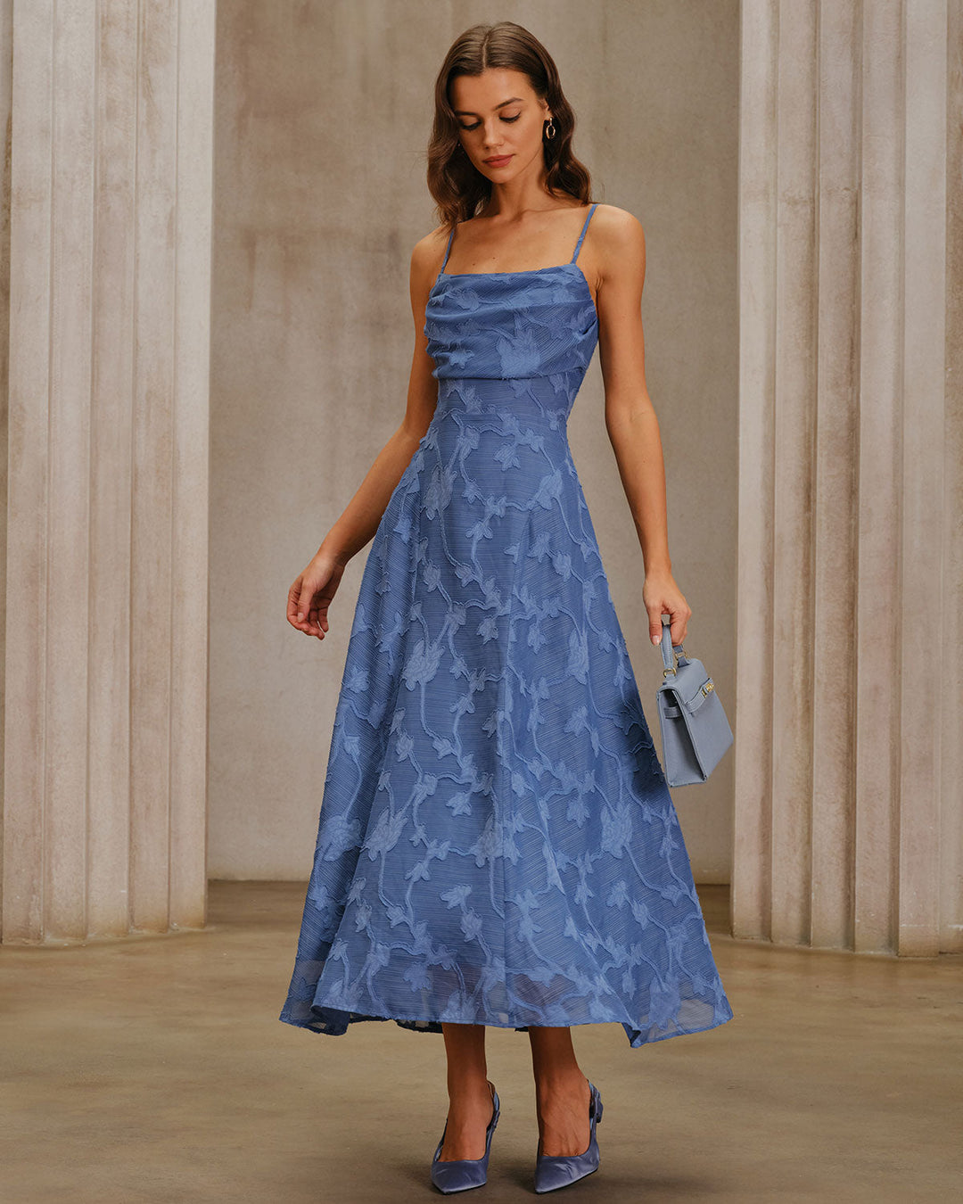 Coralie | Ruched Jacquard Maxi Dress