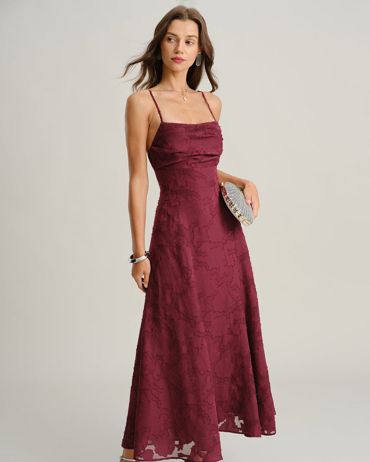 Valentina | Textured Jacquard Slip Maxi Dress