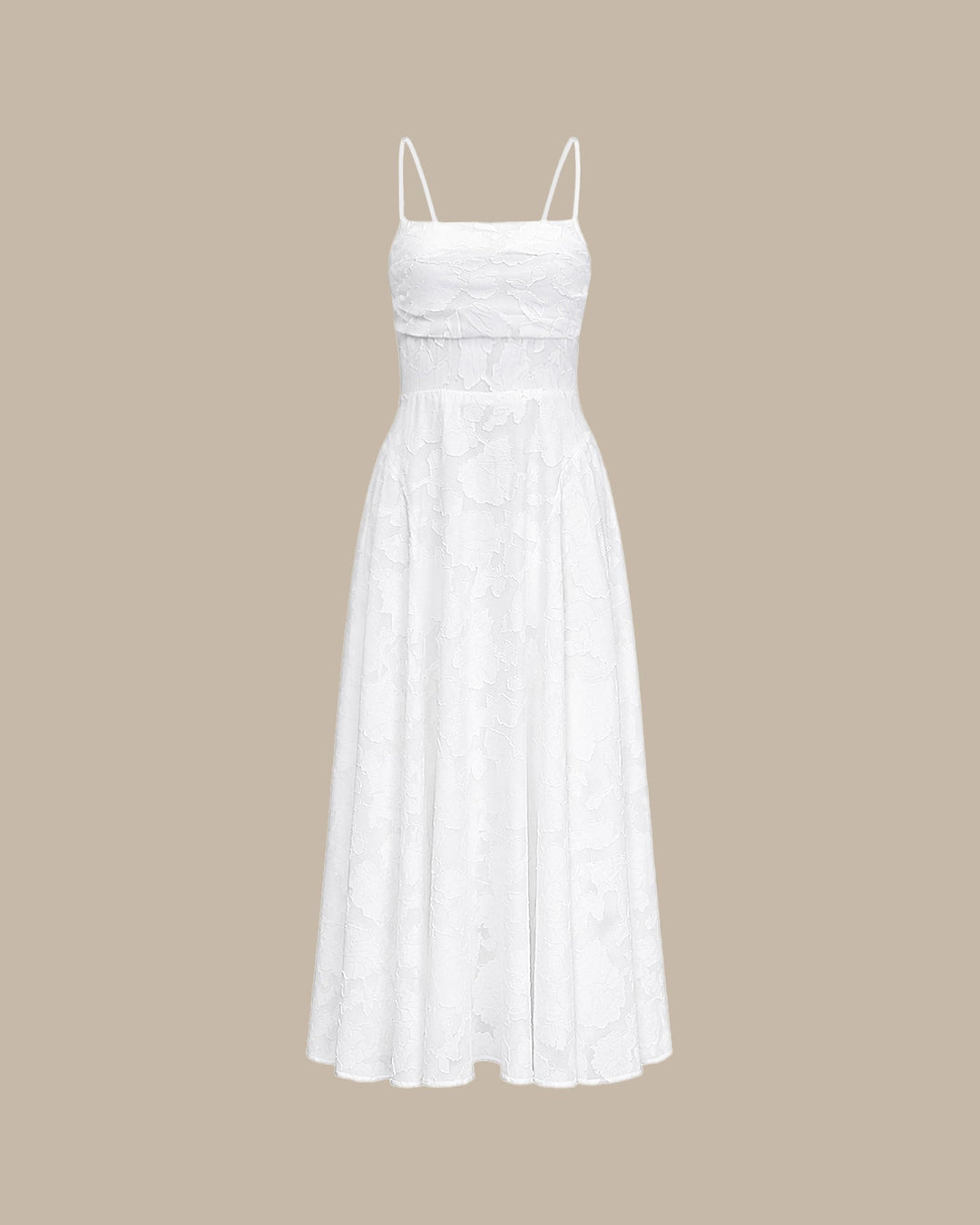 Giselle | Cross-Back Jacquard Maxi Dress – White