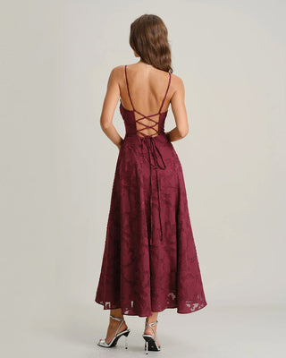 Valentina | Textured Jacquard Slip Maxi Dress