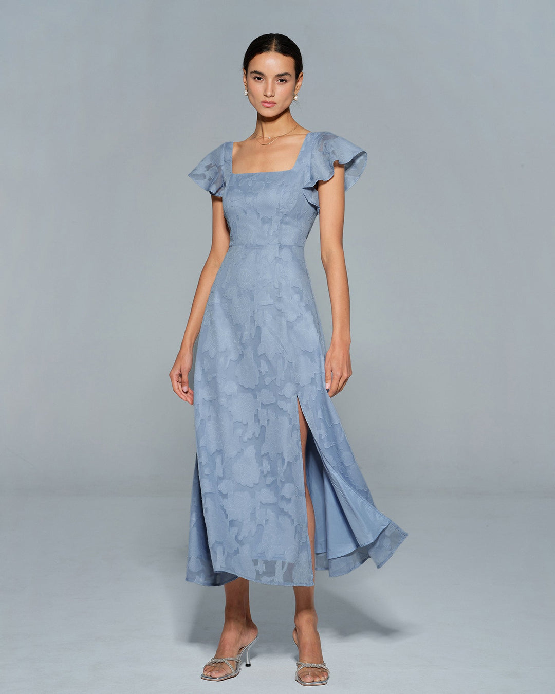 Adeline | Floral Square-Neck Midi Dress