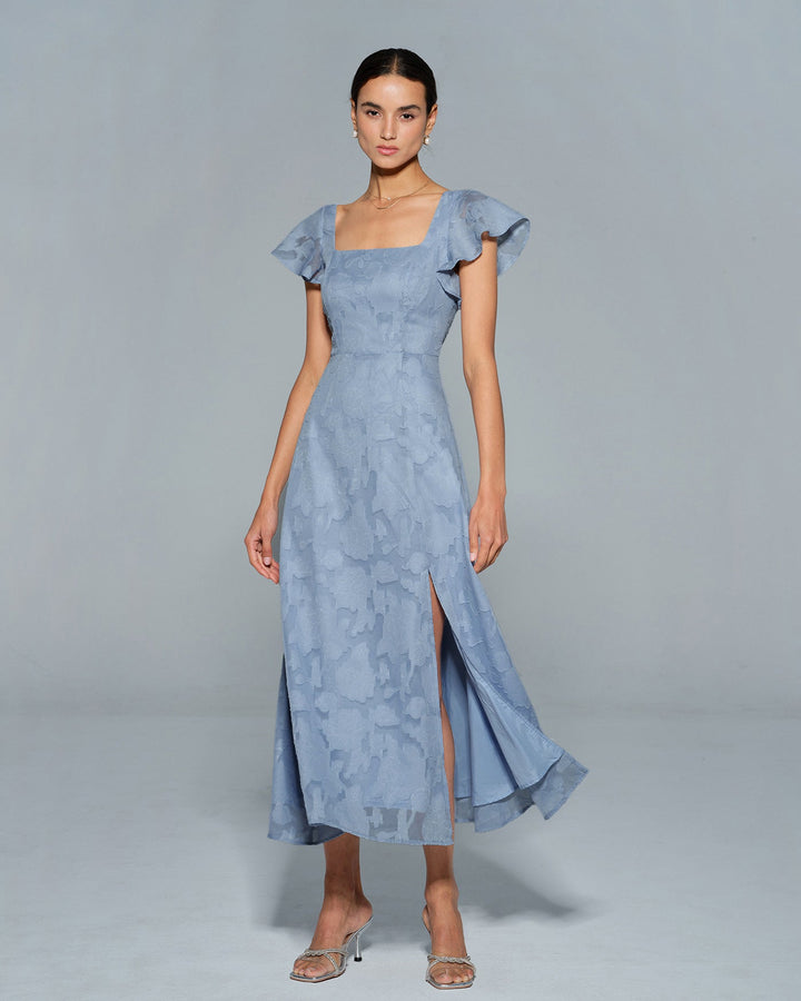 Adeline | Floral Square-Neck Midi Dress