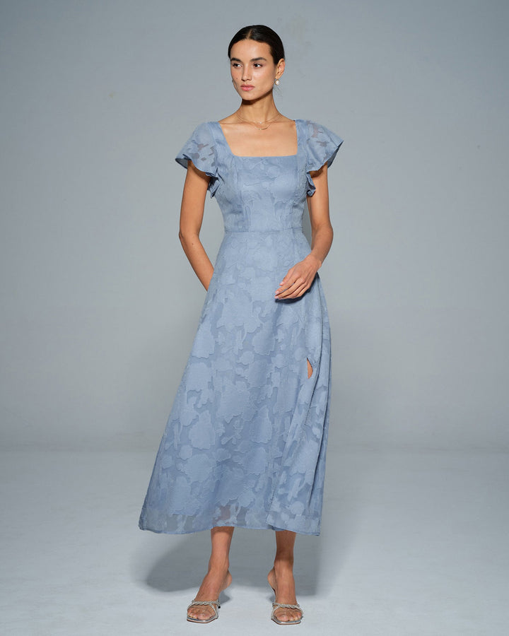 Adeline | Floral Square-Neck Midi Dress