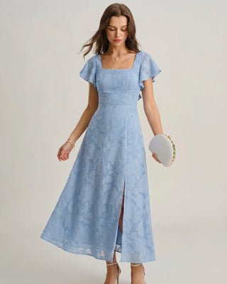 Adeline | Floral Square-Neck Midi Dress
