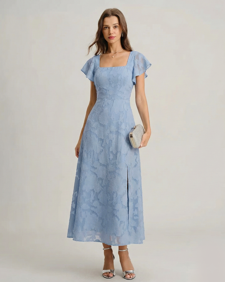 Adeline | Floral Square-Neck Midi Dress